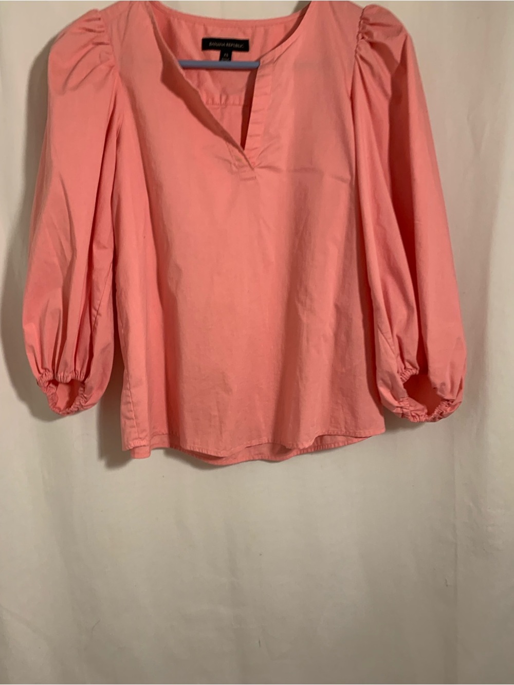 Banana Republic Coral Pink Puff-Sleeve Blouse